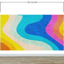 Cargar imagen en el visor de la galería, Abstract Retro Rainbow Color Curve Pattern Wall Mural. #6433
