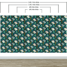 Load image into Gallery viewer, Butterfly Pattern Wall Mural. Retro Green and Gold Color Illustration Design. Bedroom, Nursery, Home Decor. #6435
