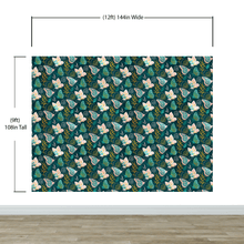 Load image into Gallery viewer, Butterfly Pattern Wall Mural. Retro Green and Gold Color Illustration Design. Bedroom, Nursery, Home Decor. #6435
