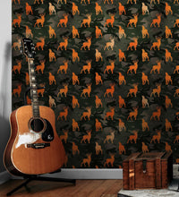 Cargar imagen en el visor de la galería, Deer Silhouette Camouflage Wall Mural. Military Theme / Hunter Home Decor. Peel and Stick Wallpaper. #6436
