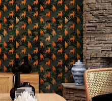 Load image into Gallery viewer, Deer Silhouette Camouflage Wall Mural. Military Theme / Hunter Home Decor. Peel and Stick Wallpaper. #6436
