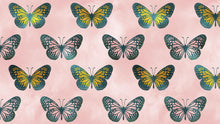 Carregar imagem no visualizador da galeria, Large Butterfly Pattern on Pink Background Wall Mural. Bedroom, Nursery, Home Decor. Peel and Stick Wallpaper. #6441
