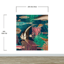 Load image into Gallery viewer, Vintage Retro Underwater Marine Sea Life Wall Mural. Beach / Nautical / Marine Life Theme Peel and Stick Wallpaper. #6442
