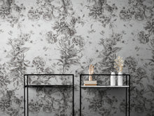 Load image into Gallery viewer, Vintage Flower Pattern Illustration Wall Mural. Black and White Peel and Stick Wallpaper. #6443
