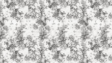 Cargar imagen en el visor de la galería, Vintage Flower Pattern Illustration Wall Mural. Black and White Peel and Stick Wallpaper. #6443
