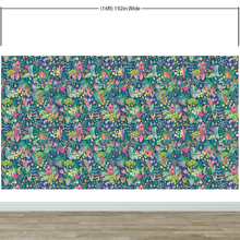 Load image into Gallery viewer, Colorful Flower Garden with Bird House Illustration Wall Mural. #6444
