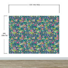 Load image into Gallery viewer, Colorful Flower Garden with Bird House Illustration Wall Mural. #6444
