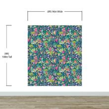 Cargar imagen en el visor de la galería, Colorful Flower Garden with Bird House Illustration Wall Mural. #6444
