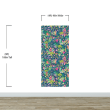 Load image into Gallery viewer, Colorful Flower Garden with Bird House Illustration Wall Mural. #6444
