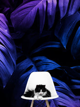 Load image into Gallery viewer, Tropical Wallpaper Blue and Purple Leaf Wall Mural on Dark Background #6445
