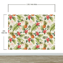 Load image into Gallery viewer, Pineapple Tropical Vibe Wall Mural. Hawaiian Theme Peel and Stick Wallpaper. Paradise Vibe Theme Decor. #6447
