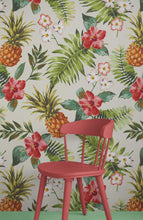 Load image into Gallery viewer, Pineapple Tropical Vibe Wall Mural. Hawaiian Theme Peel and Stick Wallpaper. Paradise Vibe Theme Decor. #6447
