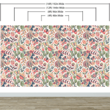 Load image into Gallery viewer, Flower Garden Illustration Wall Mural. Pastel Color Pattern Nursery, Bedroom, Kid’s Room Wall Decor. Peel and Stick Wallpaper. #6448
