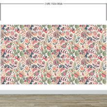 Load image into Gallery viewer, Flower Garden Illustration Wall Mural. Pastel Color Pattern Nursery, Bedroom, Kid’s Room Wall Decor. Peel and Stick Wallpaper. #6448
