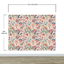 Load image into Gallery viewer, Flower Garden Illustration Wall Mural. Pastel Color Pattern Nursery, Bedroom, Kid’s Room Wall Decor. Peel and Stick Wallpaper. #6448
