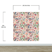 Load image into Gallery viewer, Flower Garden Illustration Wall Mural. Pastel Color Pattern Nursery, Bedroom, Kid’s Room Wall Decor. Peel and Stick Wallpaper. #6448
