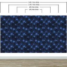 Carregar imagem no visualizador da galeria, Blue Color Flower Wall Mural Pattern. Dark Navy Blue Background. #6451
