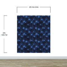 Cargar imagen en el visor de la galería, Blue Color Flower Wall Mural Pattern. Dark Navy Blue Background. #6451
