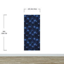 Carregar imagem no visualizador da galeria, Blue Color Flower Wall Mural Pattern. Dark Navy Blue Background. #6451
