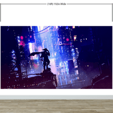 Load image into Gallery viewer, Japanese Samurai in Cyberpunk Futuristic City of Japan Wall Mural. #6452
