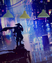 Load image into Gallery viewer, Japanese Samurai in Cyberpunk Futuristic City of Japan Wall Mural. #6452
