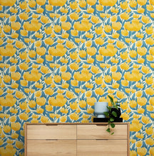 Carregar imagem no visualizador da galeria, Yellow Floral Flower Background Pattern Wall Mural. #6456
