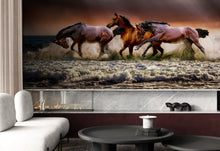 Cargar imagen en el visor de la galería, Wild Horses Galloping on Beach Wall Mural. Peel and Stick Wallpaper. #6458
