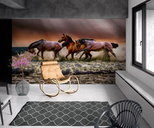 Carregar imagem no visualizador da galeria, Wild Horses Galloping on Beach Wall Mural. Peel and Stick Wallpaper. #6458
