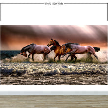 Carregar imagem no visualizador da galeria, Wild Horses Galloping on Beach Wall Mural. Peel and Stick Wallpaper. #6458
