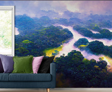 Carregar imagem no visualizador da galeria, Tropical Rainforest Wall Mural Painting. #6475
