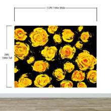 Load image into Gallery viewer, Flower Wallpaper Peel and Stick Wall Mural. Yellow Flowers on Black Background. #6499
