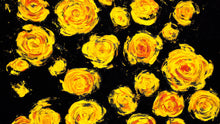 Load image into Gallery viewer, Flower Wallpaper Peel and Stick Wall Mural. Yellow Flowers on Black Background. #6499
