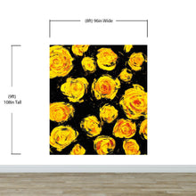 Cargar imagen en el visor de la galería, Flower Wallpaper Peel and Stick Wall Mural. Yellow Flowers on Black Background. #6499
