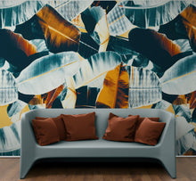 Carregar imagem no visualizador da galeria, Tropical Leaves Foliage Abstract Wall Mural. Dark Color Patterns. #6479
