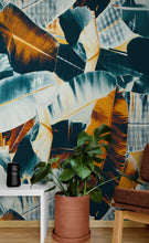 Carregar imagem no visualizador da galeria, Tropical Leaves Foliage Abstract Wall Mural. Dark Color Patterns. #6479
