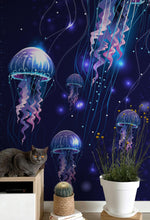 Cargar imagen en el visor de la galería, Jellyfish Wallpaper. Underwater Ocean Scene Wall Mural. #6480
