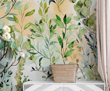 Load image into Gallery viewer, Eucalyptus Wallpaper in Pastel Color Watercolor. #6483
