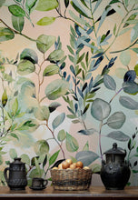 Load image into Gallery viewer, Eucalyptus Wallpaper in Pastel Color Watercolor. #6483
