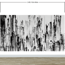 Load image into Gallery viewer, Black and White Urban City Wall Mural. Cyber Punk Cityscape. Minimalist Abstract Building Architect Wallpaper. #6487
