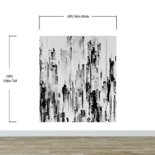 Load image into Gallery viewer, Black and White Urban City Wall Mural. Cyber Punk Cityscape. Minimalist Abstract Building Architect Wallpaper. #6487
