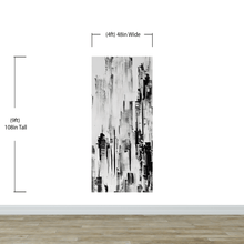 Load image into Gallery viewer, Black and White Urban City Wall Mural. Cyber Punk Cityscape. Minimalist Abstract Building Architect Wallpaper. #6487
