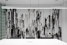 Carregar imagem no visualizador da galeria, Black and White Urban City Wall Mural. Cyber Punk Cityscape. Minimalist Abstract Building Architect Wallpaper. #6487
