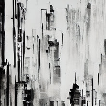 Carregar imagem no visualizador da galeria, Black and White Urban City Wall Mural. Cyber Punk Cityscape. Minimalist Abstract Building Architect Wallpaper. #6487
