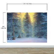 Load image into Gallery viewer, Big Sequoia Tree Wall Mural. Snow on Trees Peel and Stick Wall Mural. #6490
