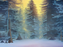 Load image into Gallery viewer, Big Sequoia Tree Wall Mural. Snow on Trees Peel and Stick Wall Mural. #6490
