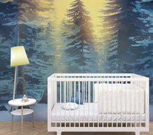 Load image into Gallery viewer, Big Sequoia Tree Wall Mural. Snow on Trees Peel and Stick Wall Mural. #6490
