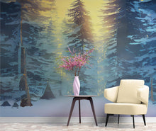 Load image into Gallery viewer, Big Sequoia Tree Wall Mural. Snow on Trees Peel and Stick Wall Mural. #6490
