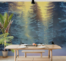 Load image into Gallery viewer, Big Sequoia Tree Wall Mural. Snow on Trees Peel and Stick Wall Mural. #6490
