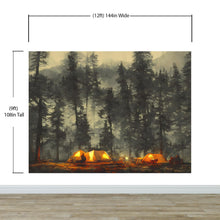 Load image into Gallery viewer, Camping Under the Stars Painting Wallpaper. Woodland Forest Wall Mural. Nature Wall Decor. #6492
