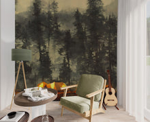 Load image into Gallery viewer, Camping Under the Stars Painting Wallpaper. Woodland Forest Wall Mural. Nature Wall Decor. #6492
